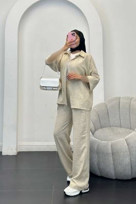 ست مانتو و شلوار شانتون برفکی باروج