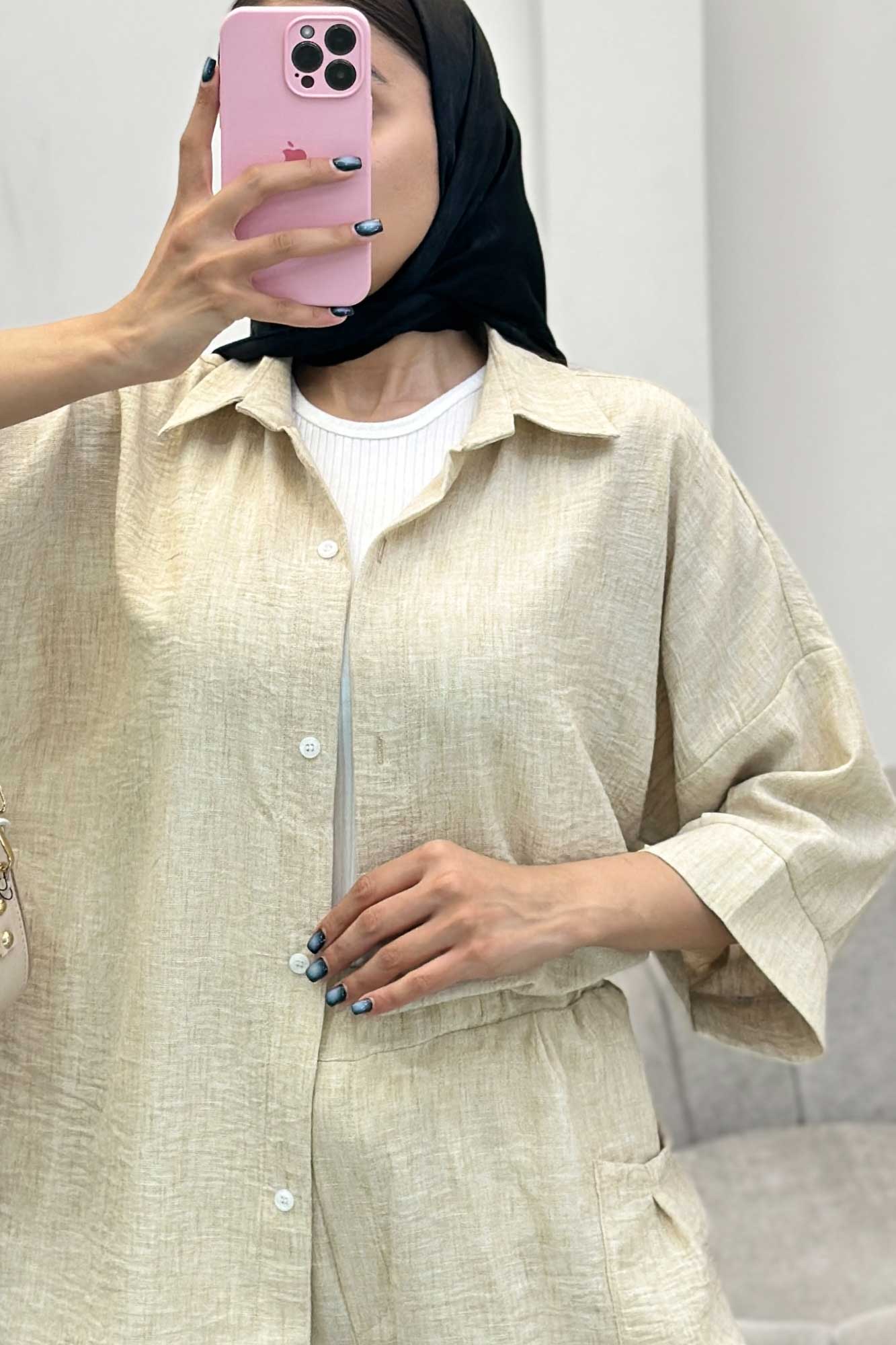 ست مانتو و شلوار شانتون برفکی باروج