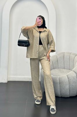 ست مانتو و شلوار شانتون برفکی باروج