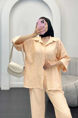 ست مانتو و شلوار شانتون برفکی باروج