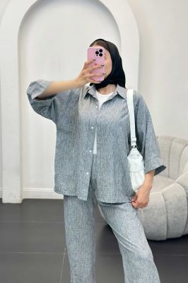 ست مانتو و شلوار شانتون برفکی باروج