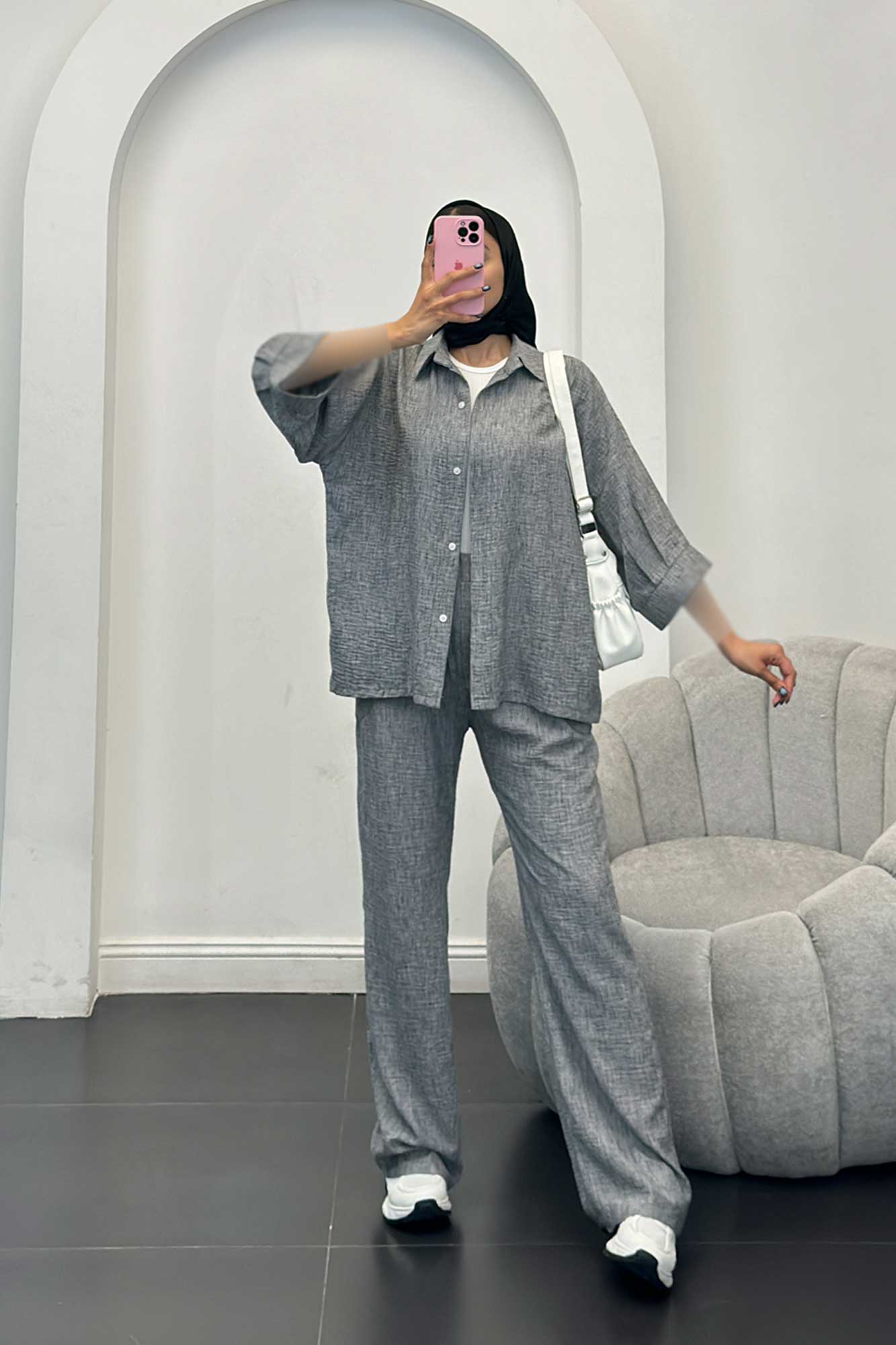 ست مانتو و شلوار شانتون برفکی باروج