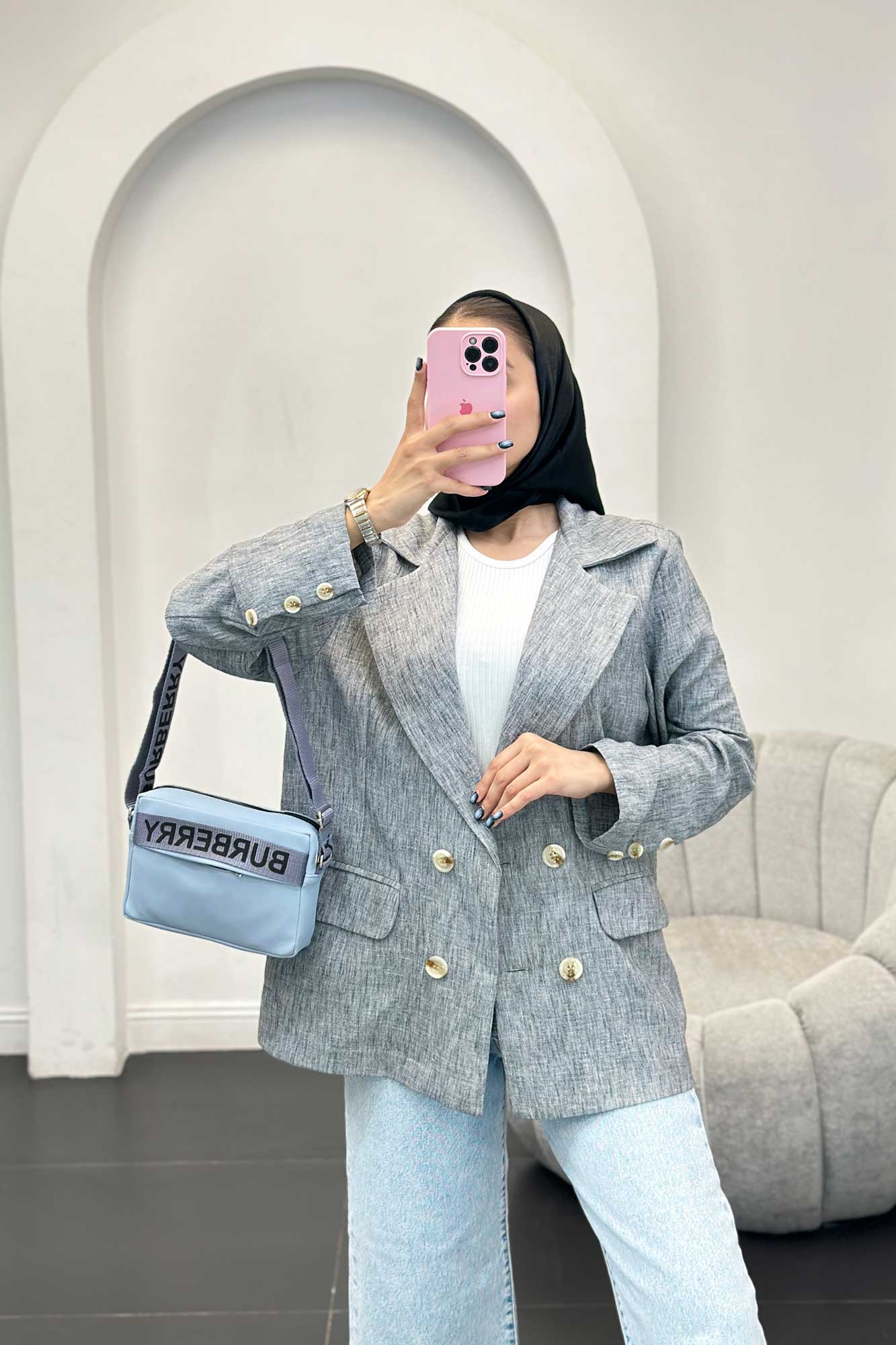 مانتو چهار دکمه شانتون برفکی رهام