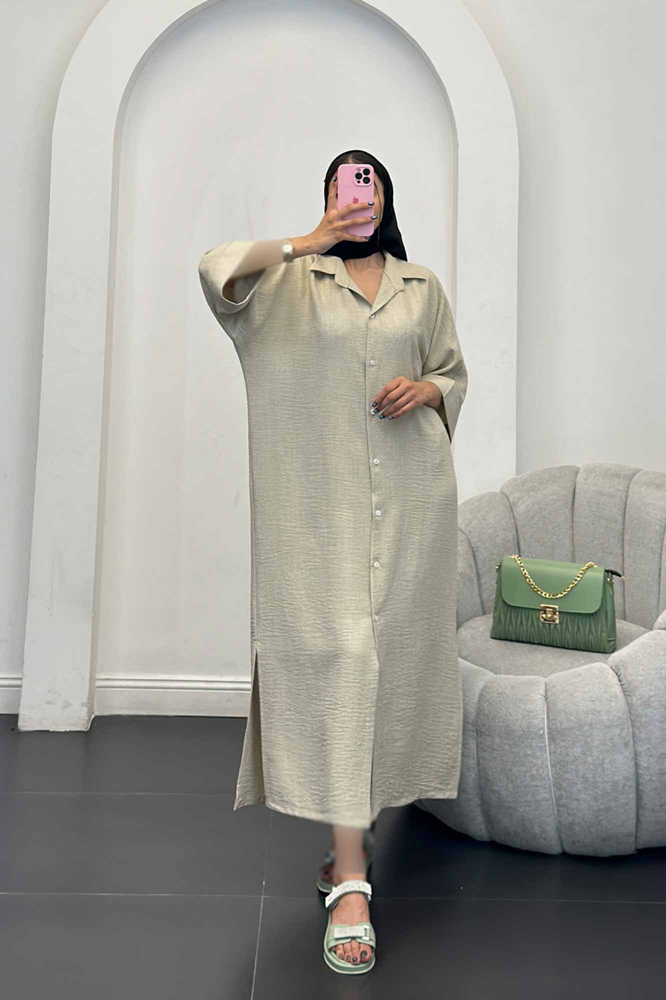 مانتو کفتان جلو دکمه آستین سه رب شانتون