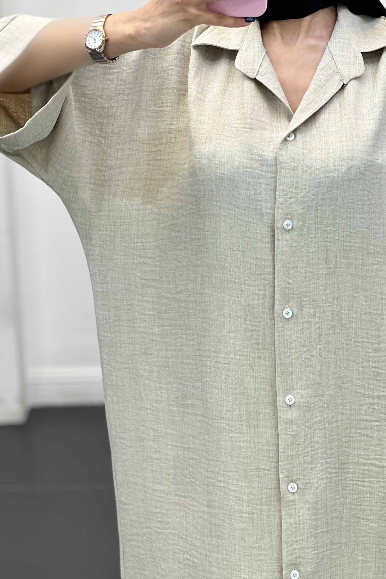 مانتو کفتان جلو دکمه آستین سه رب شانتون