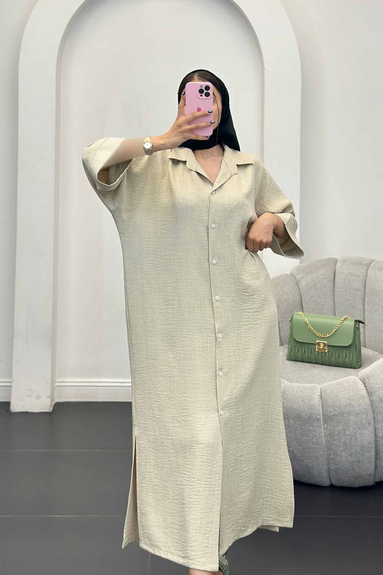 مانتو کفتان جلو دکمه آستین سه رب شانتون