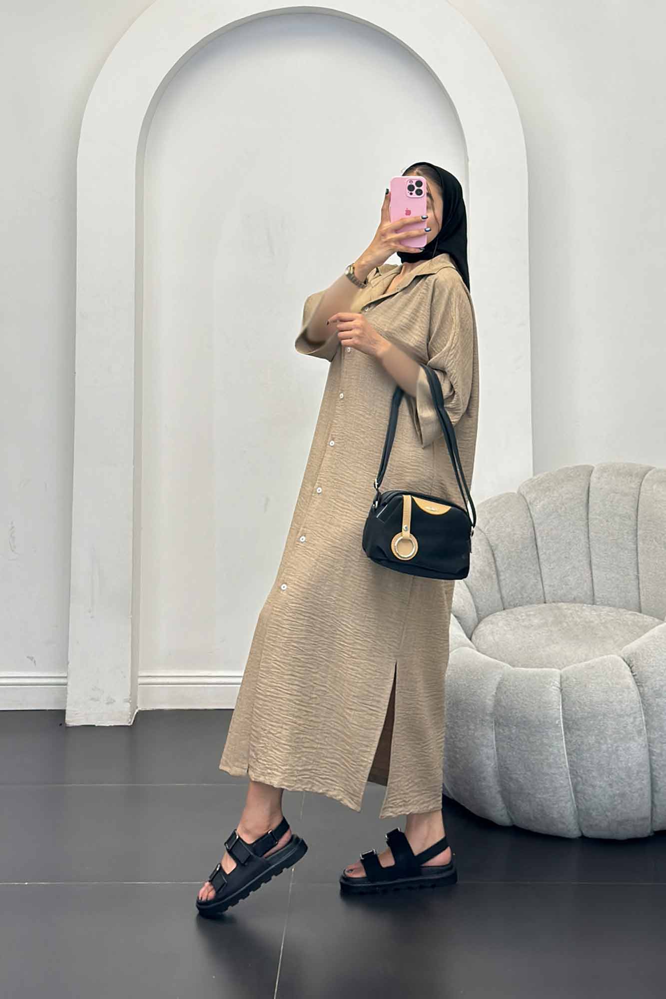 مانتو کفتان جلو دکمه آستین سه رب شانتون