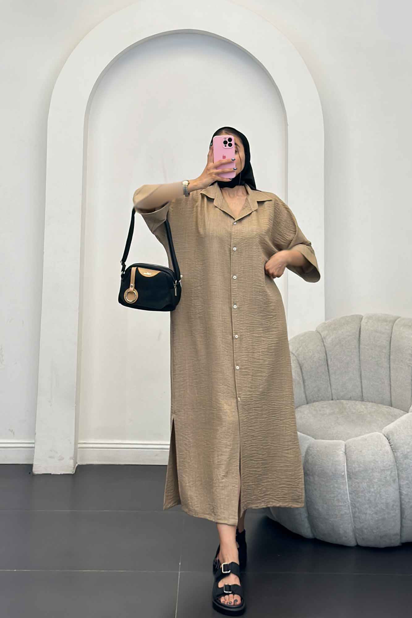 مانتو کفتان جلو دکمه آستین سه رب شانتون