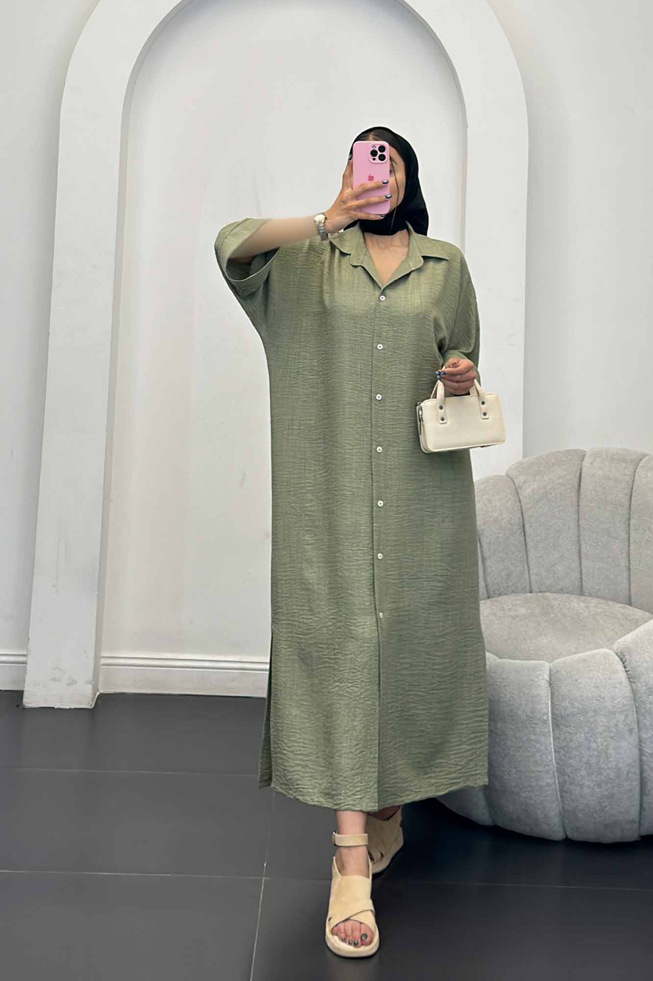 مانتو کفتان جلو دکمه آستین سه رب شانتون