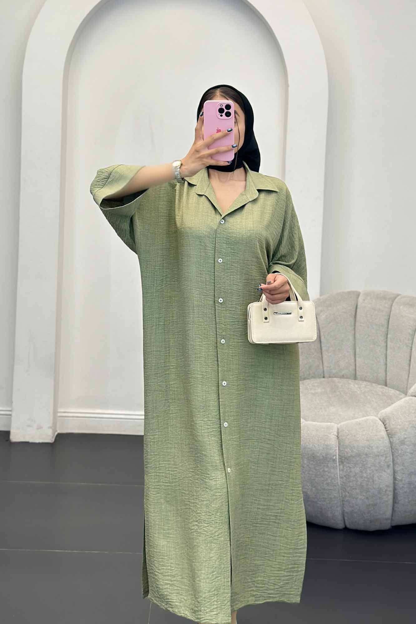 مانتو کفتان جلو دکمه آستین سه رب شانتون