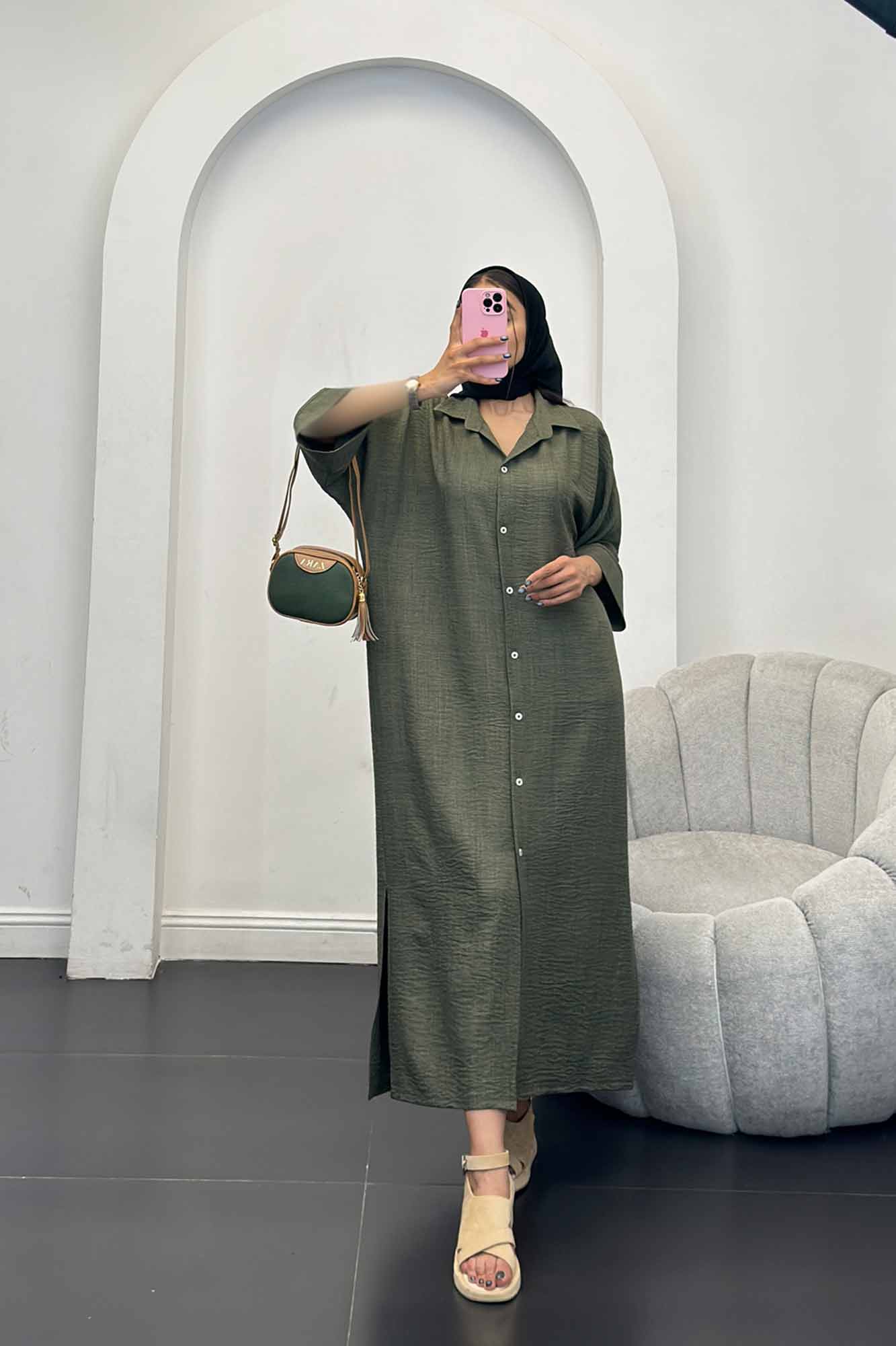 مانتو کفتان جلو دکمه آستین سه رب شانتون