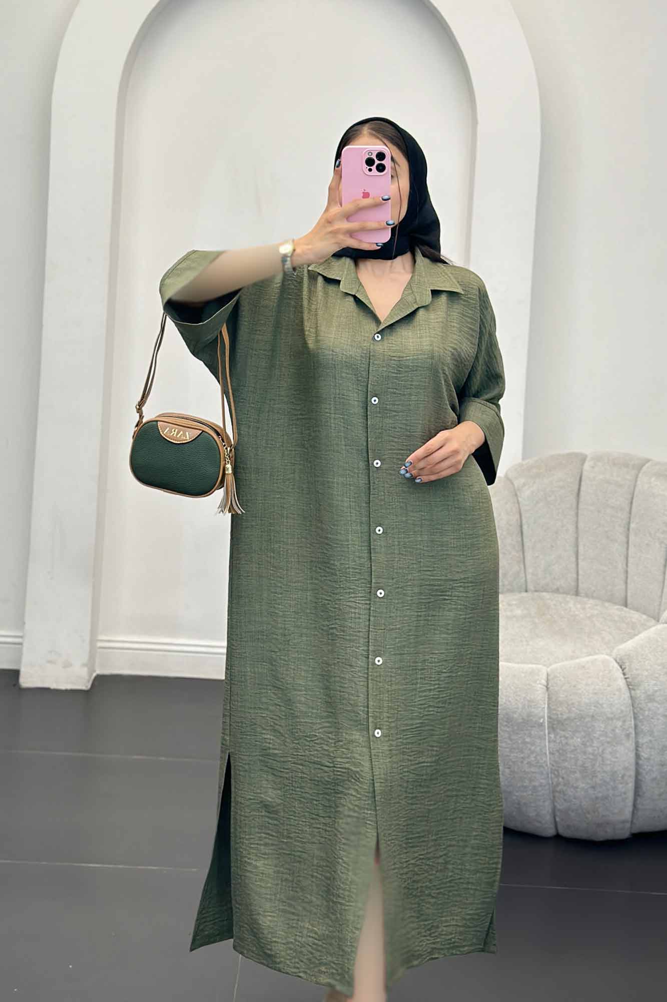 مانتو کفتان جلو دکمه آستین سه رب شانتون