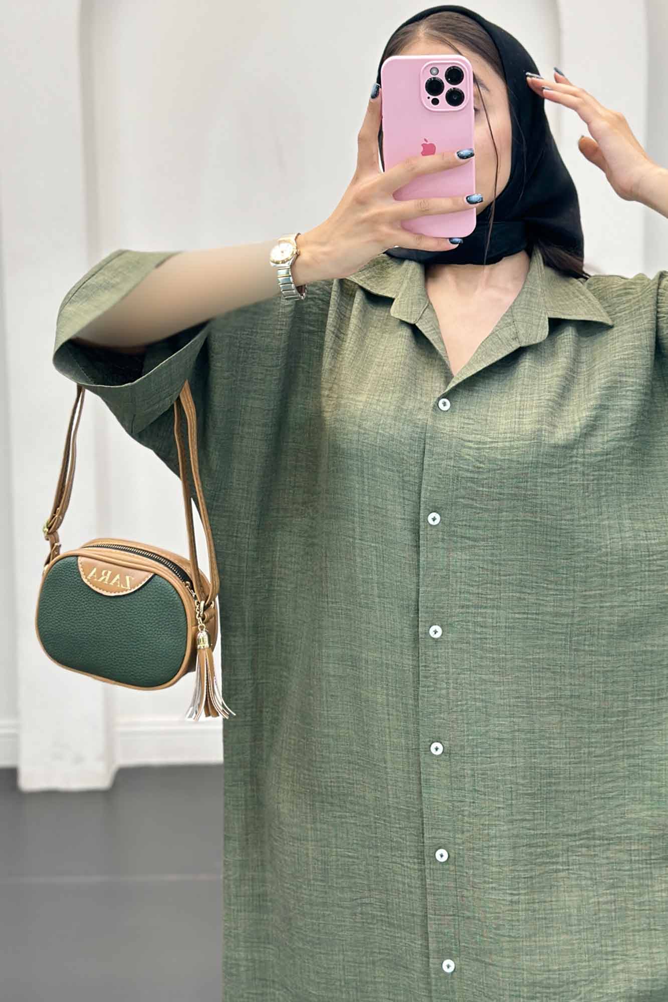 مانتو کفتان جلو دکمه آستین سه رب شانتون