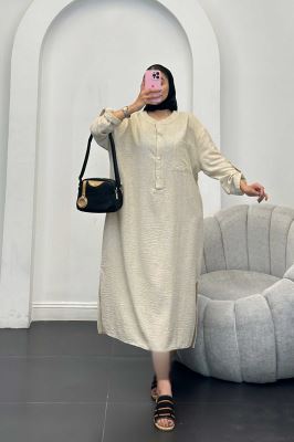 مانتو کفتان یقه سه سانت شانتون برفکی تک جیب