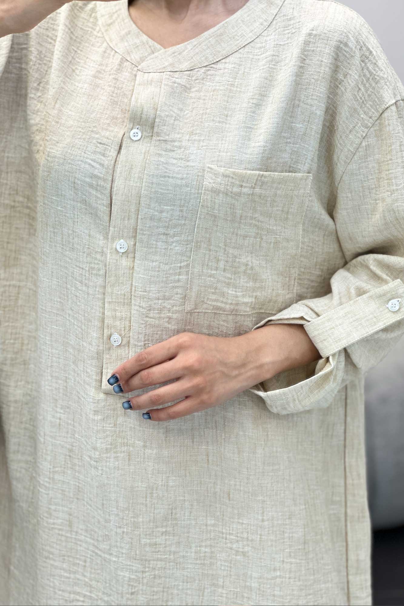 مانتو کفتان یقه سه سانت شانتون برفکی تک جیب