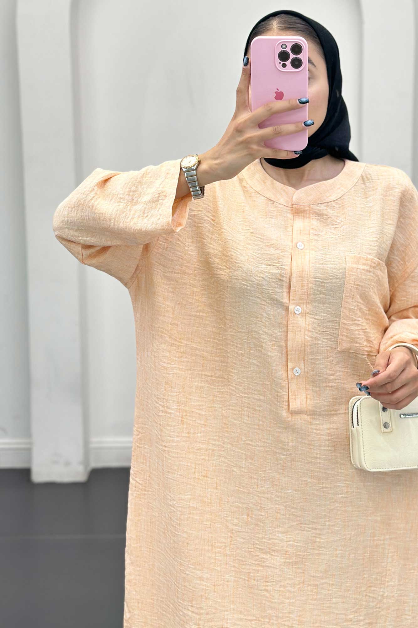 مانتو کفتان یقه سه سانت شانتون برفکی تک جیب