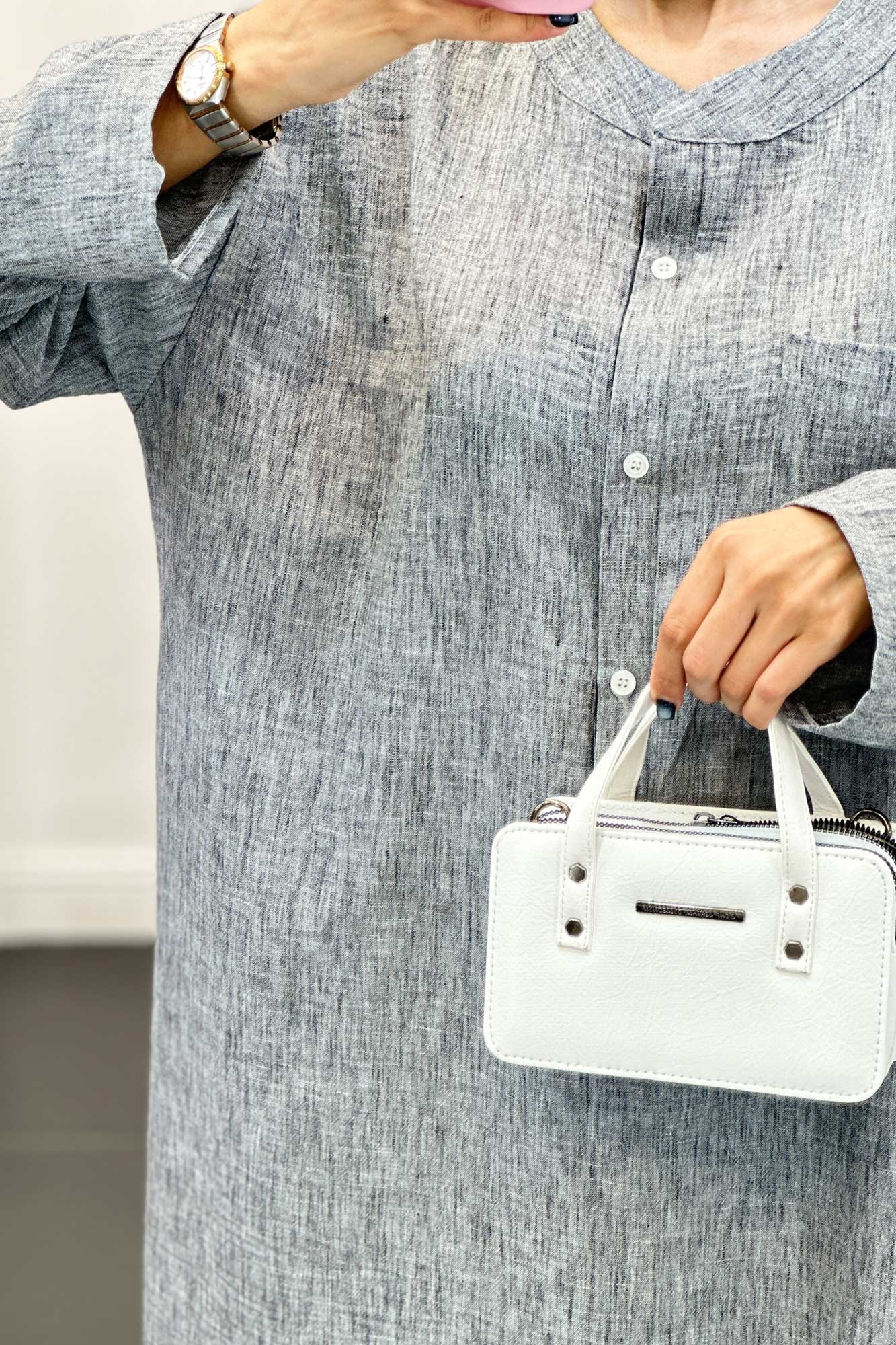 مانتو کفتان یقه سه سانت شانتون برفکی تک جیب