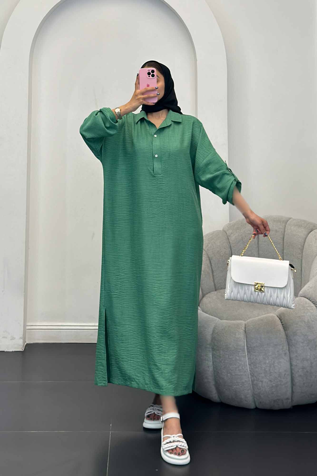 مانتو کفتان یقه شکاری آستین پاگن دار شانتون