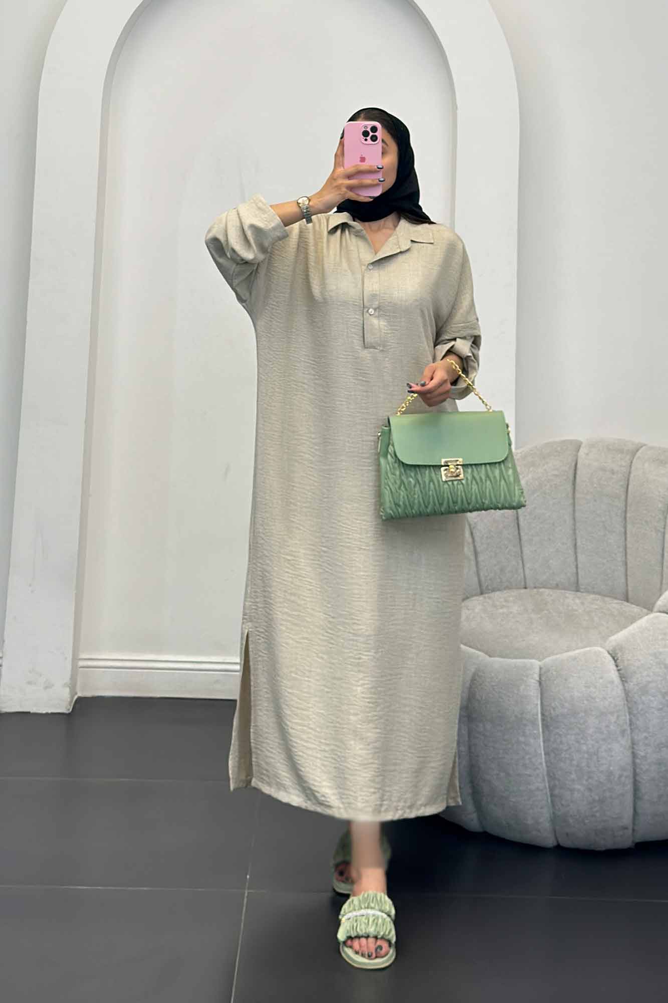 مانتو کفتان یقه شکاری آستین پاگن دار شانتون