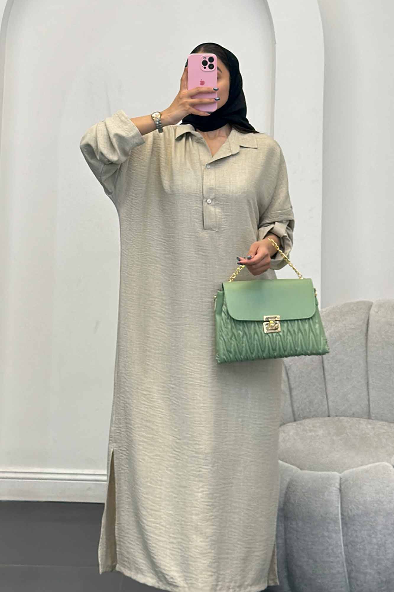 مانتو کفتان یقه شکاری آستین پاگن دار شانتون