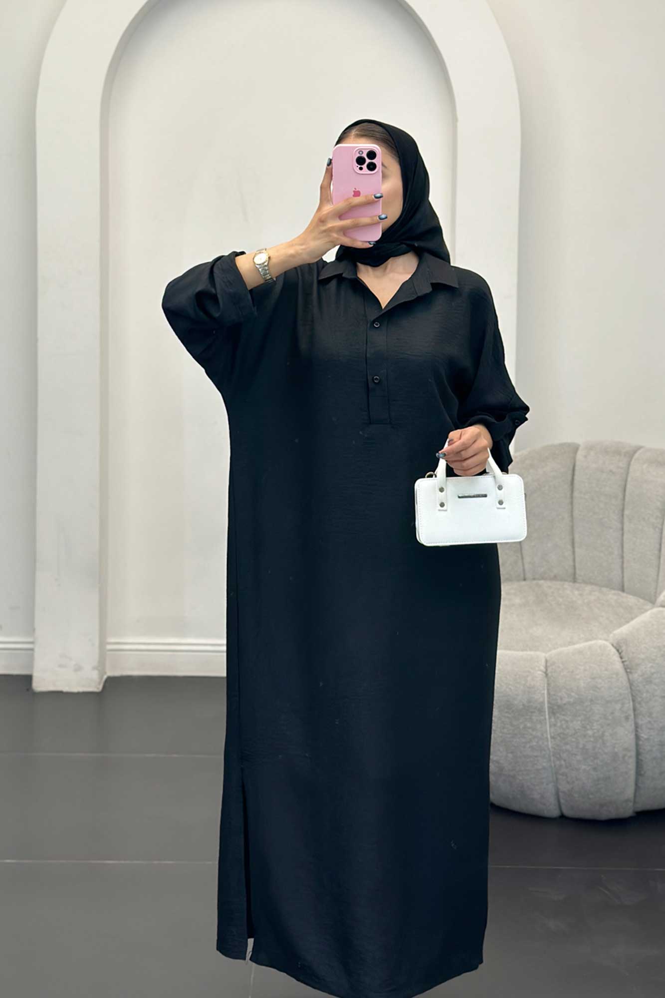 مانتو کفتان یقه شکاری آستین پاگن دار شانتون