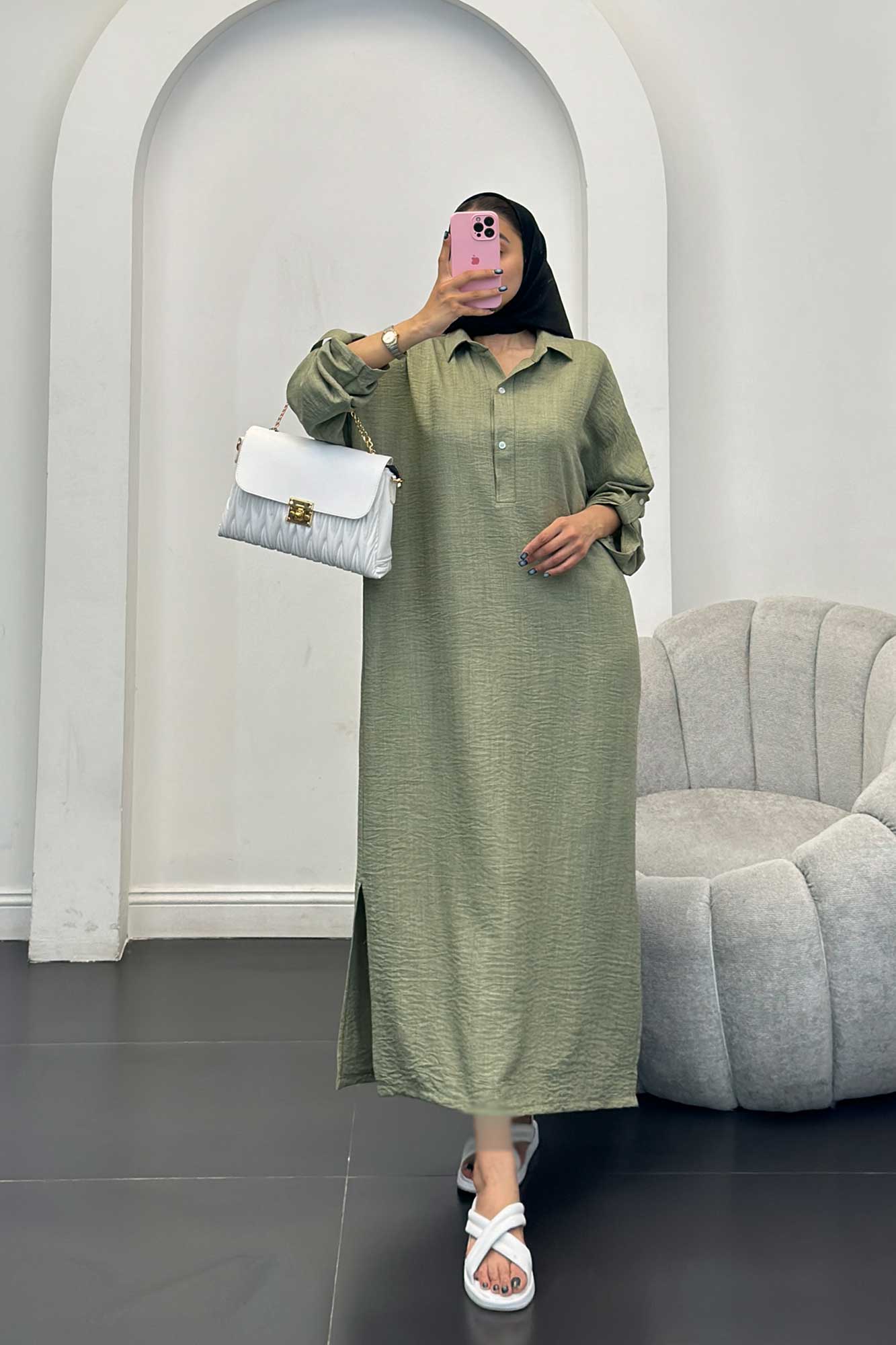 مانتو کفتان یقه شکاری آستین پاگن دار شانتون