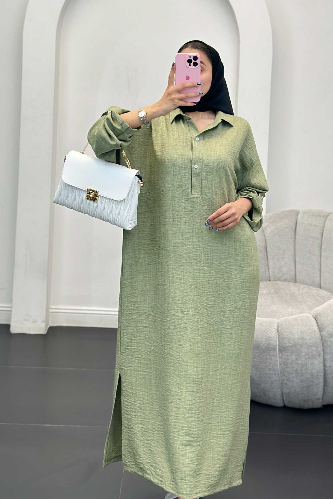 مانتو کفتان یقه شکاری آستین پاگن دار شانتون