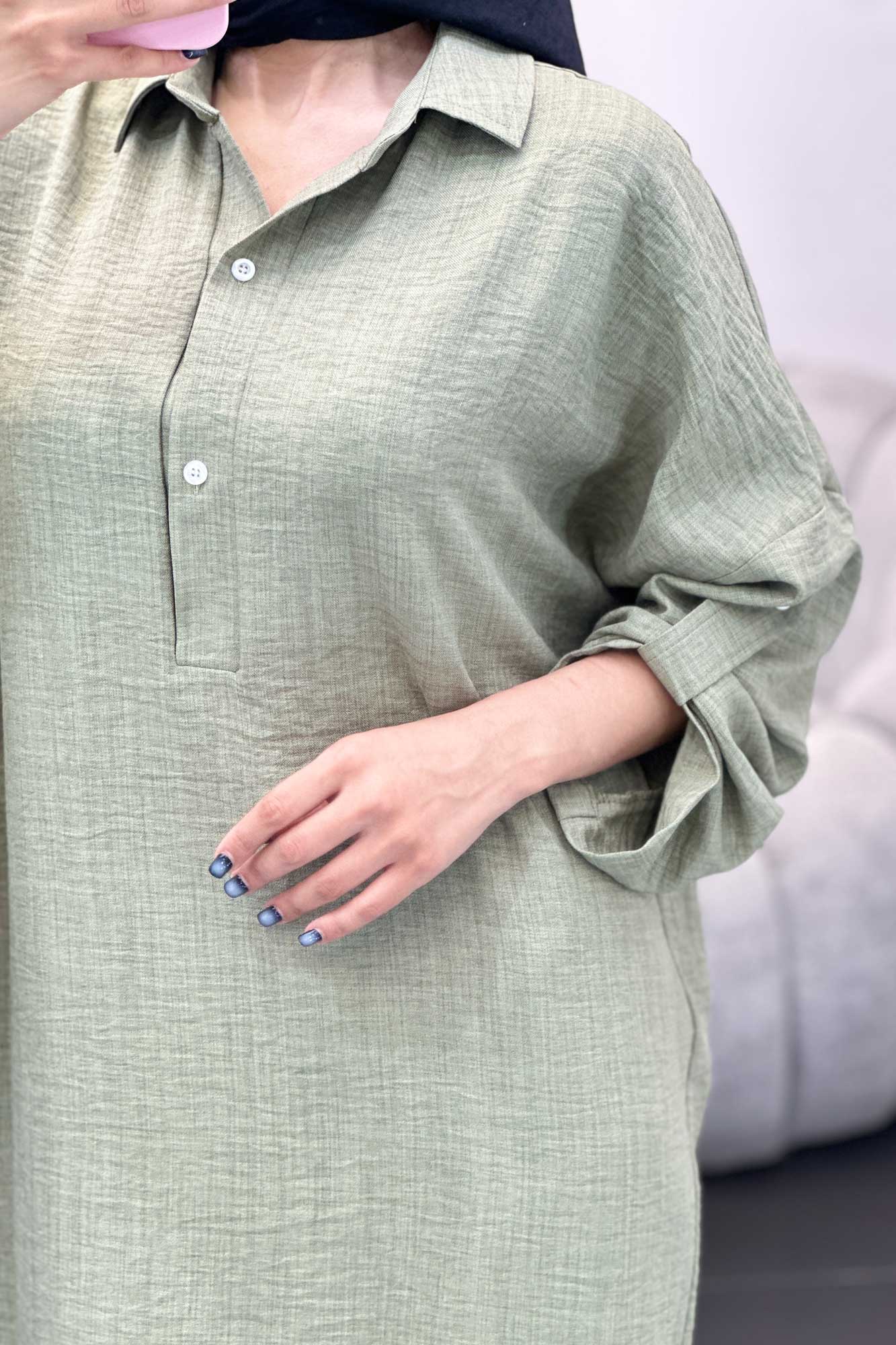 مانتو کفتان یقه شکاری آستین پاگن دار شانتون