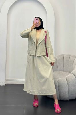 ست کت و دامن جیب فیلتو لینن آرمیتا