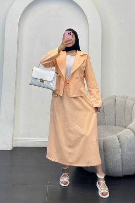 ست کت و دامن جیب فیلتو لینن آرمیتا