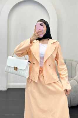 ست کت و دامن جیب فیلتو لینن آرمیتا