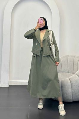 ست کت و دامن جیب فیلتو لینن آرمیتا