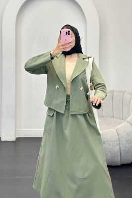 ست کت و دامن جیب فیلتو لینن آرمیتا