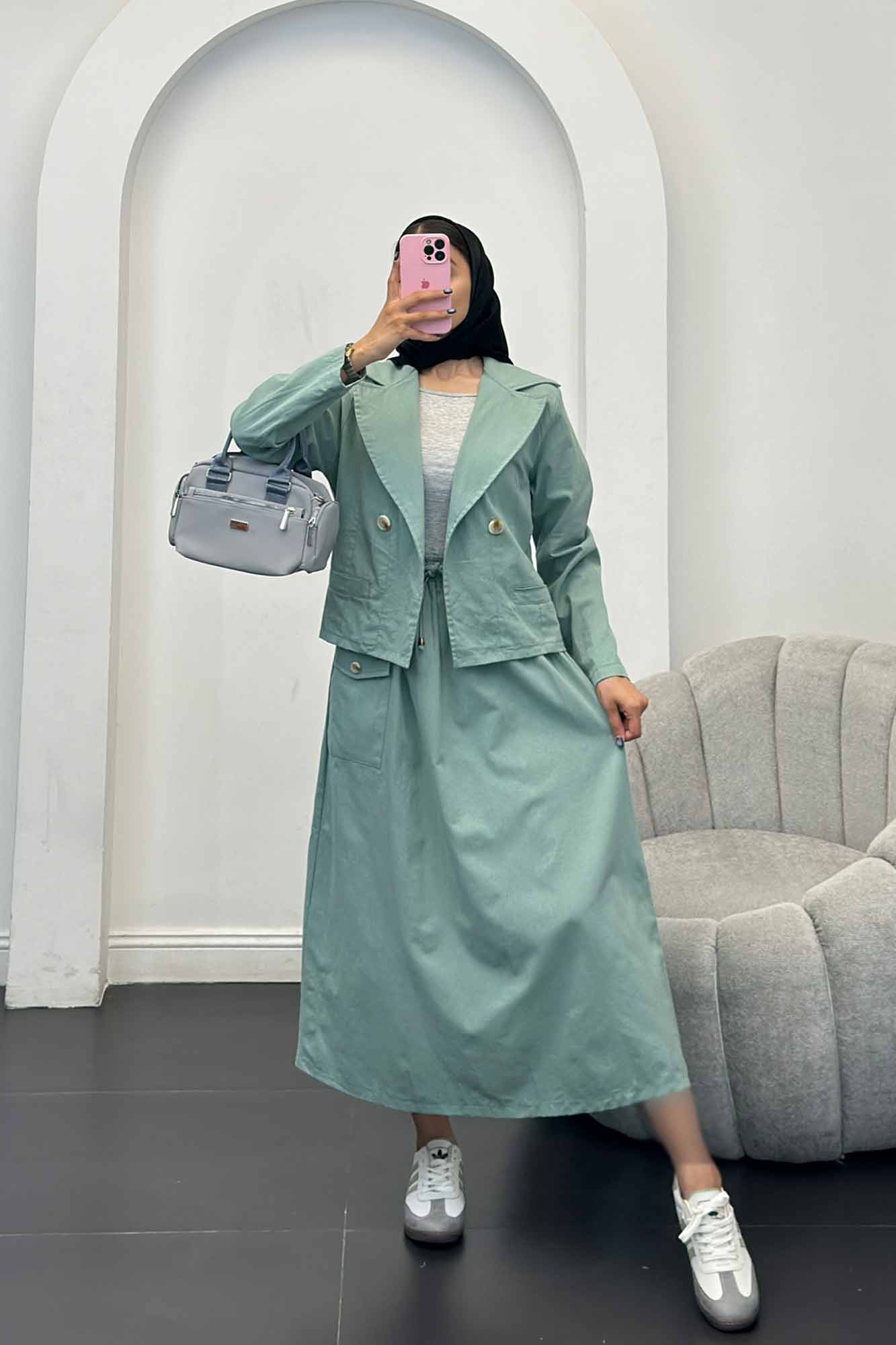 ست کت و دامن جیب فیلتو لینن آرمیتا