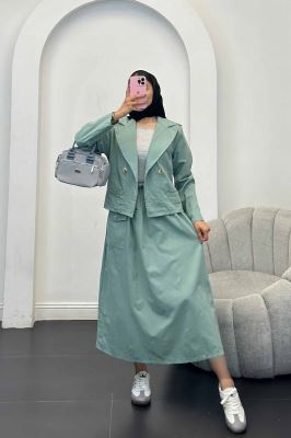 ست کت و دامن جیب فیلتو لینن آرمیتا