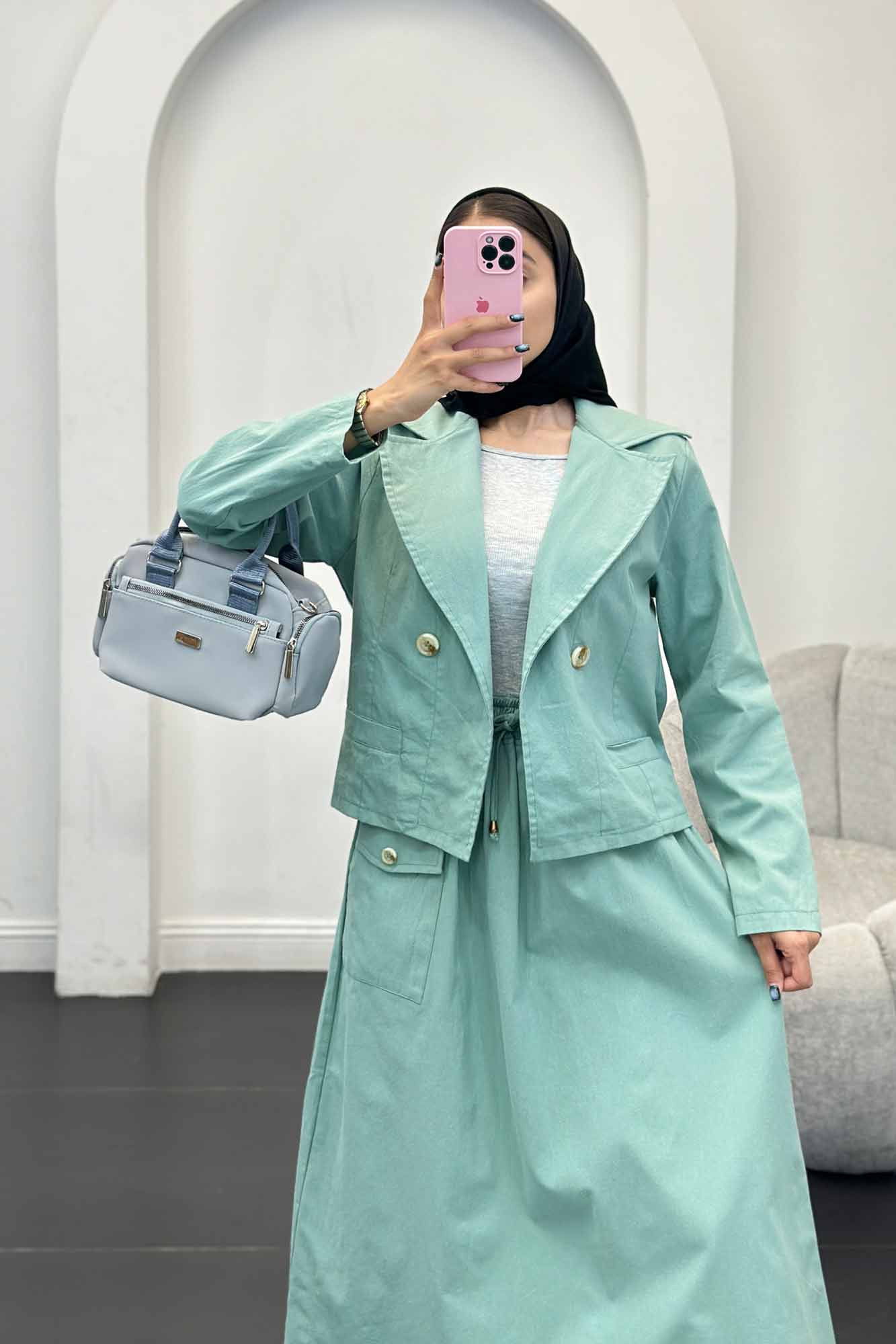 ست کت و دامن جیب فیلتو لینن آرمیتا