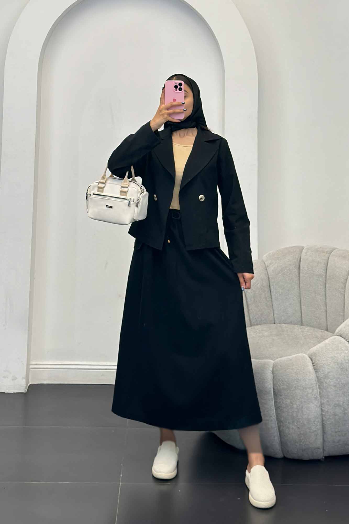 ست کت و دامن جیب فیلتو لینن آرمیتا