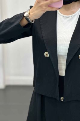 ست کت و دامن لینن تمام دکمه ویرا