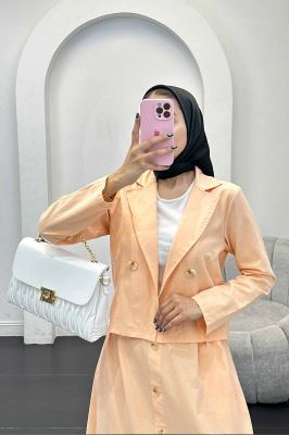 ست کت و دامن لینن تمام دکمه ویرا