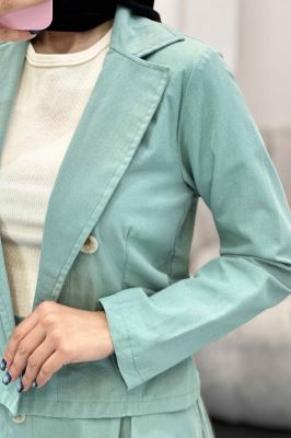 ست کت و دامن لینن تمام دکمه ویرا