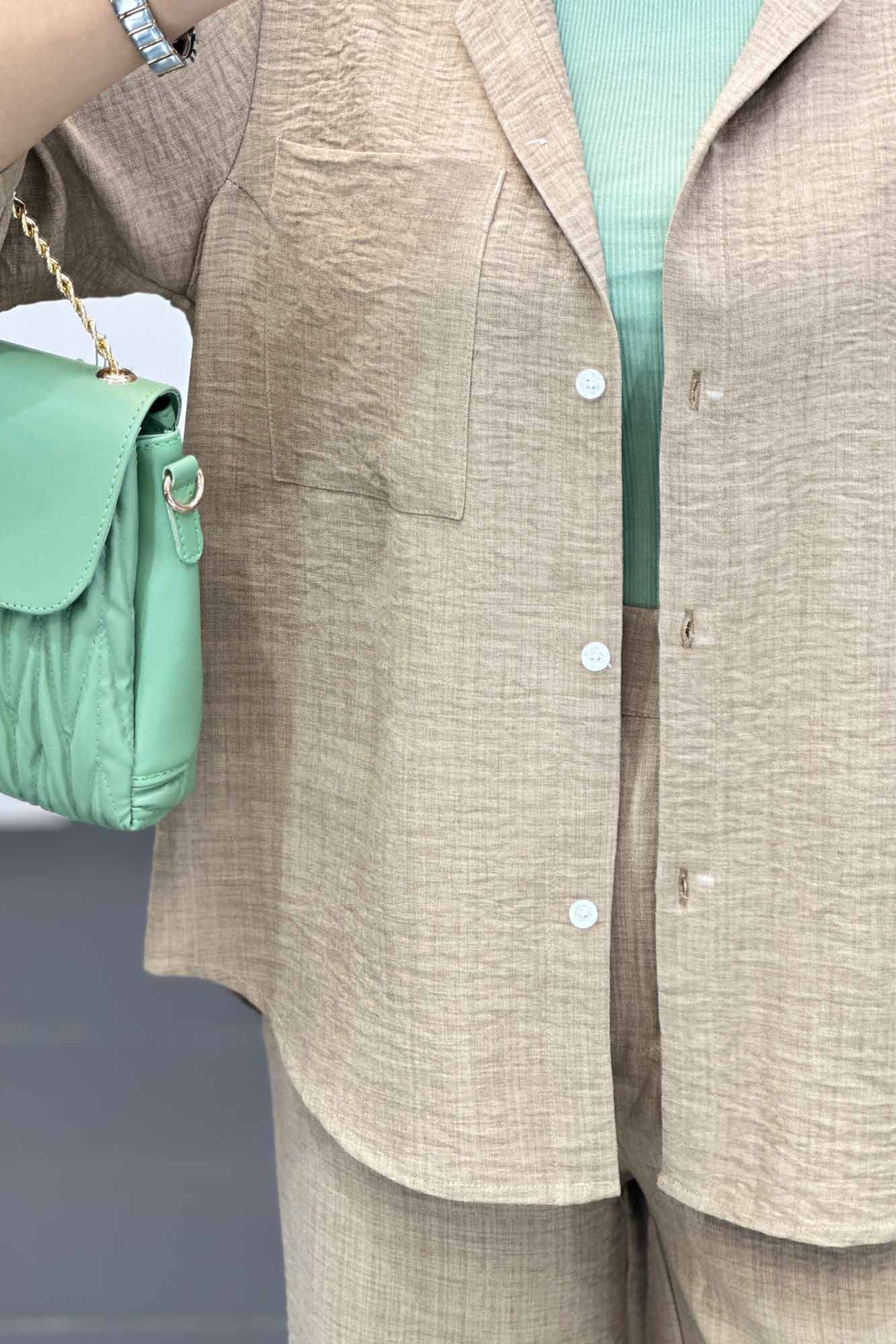 ست مانتو و شلوار شانتون آستین سه رب آرتا