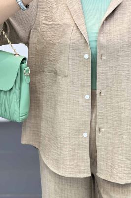 ست مانتو و شلوار شانتون آستین سه رب آرتا