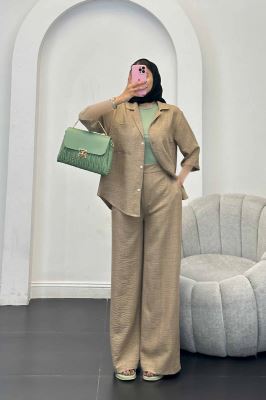 ست مانتو و شلوار شانتون آستین سه رب آرتا