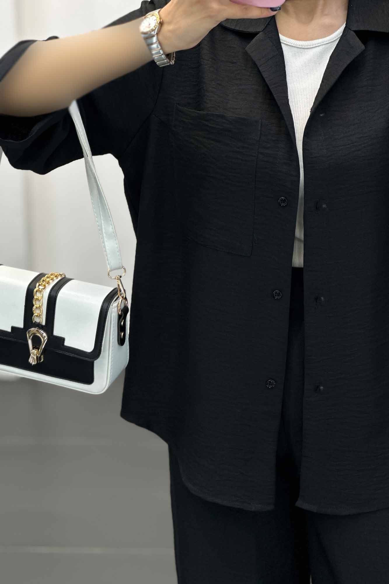 ست مانتو و شلوار شانتون آستین سه رب آرتا