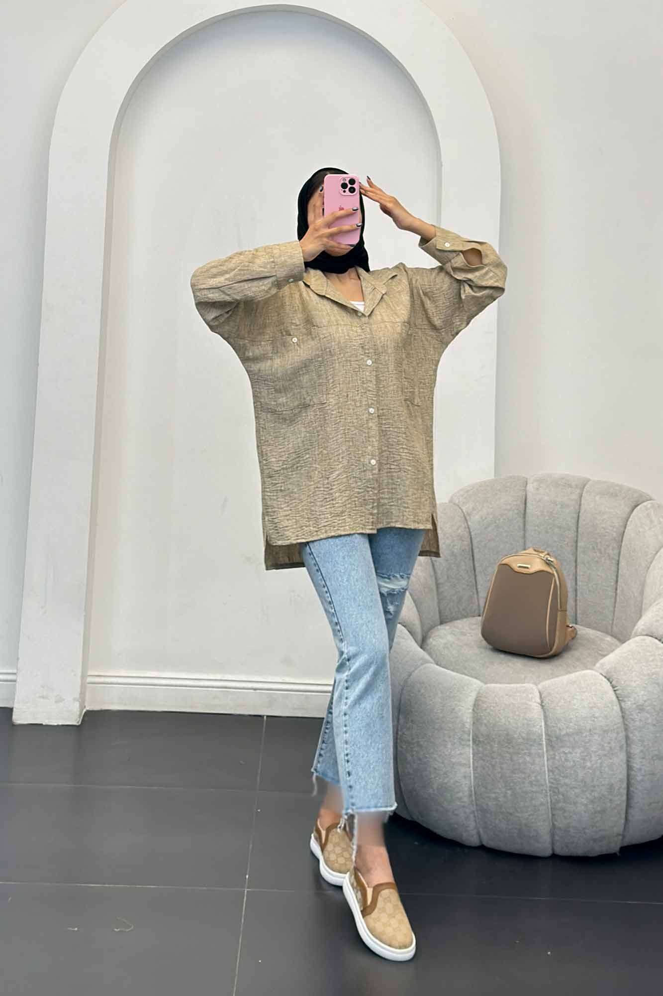 مانتو دو جیب شانتون برفکی سپنتا