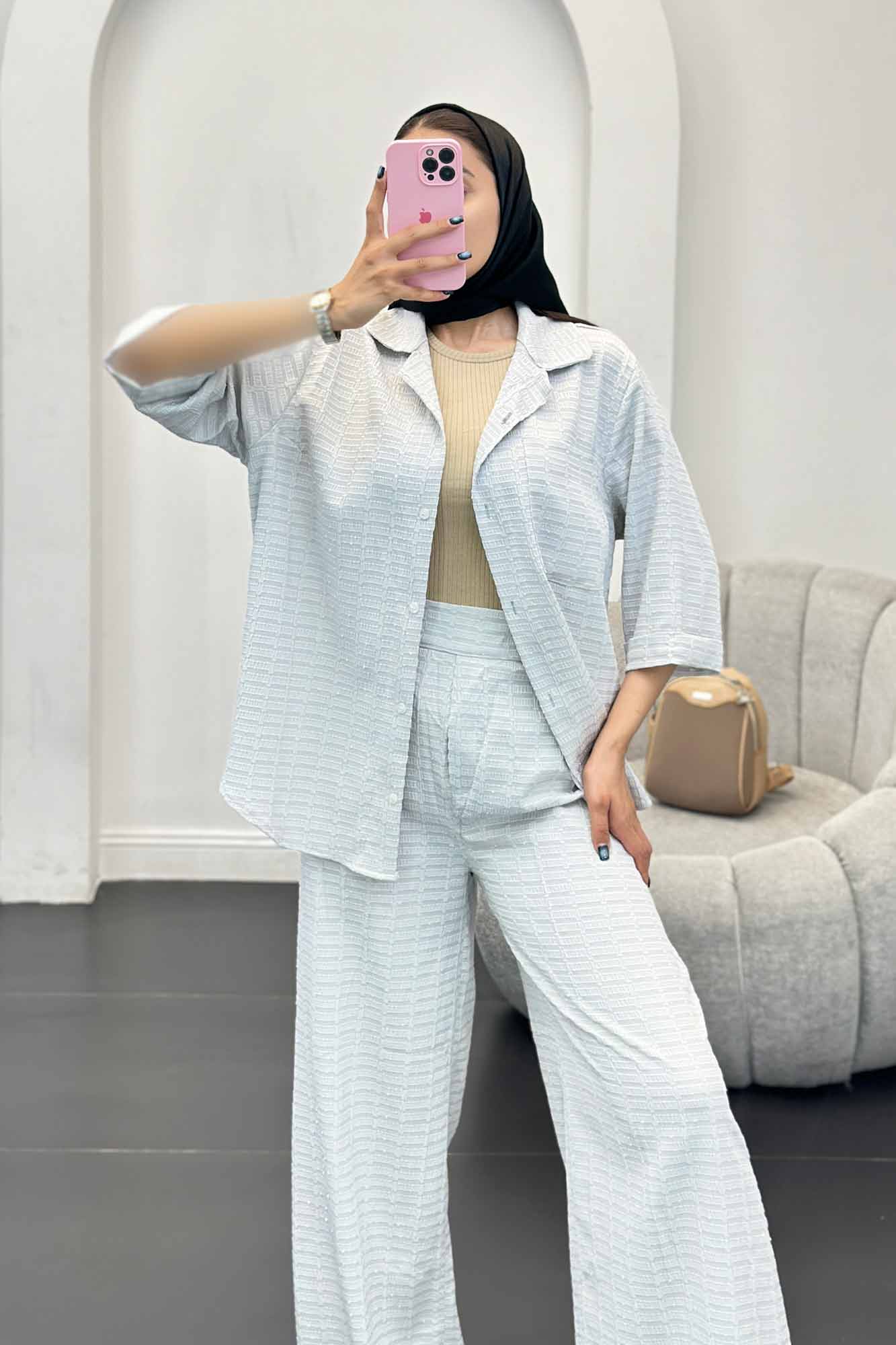 ست مانتو و شلوار نوا آستین سه رب ویدا