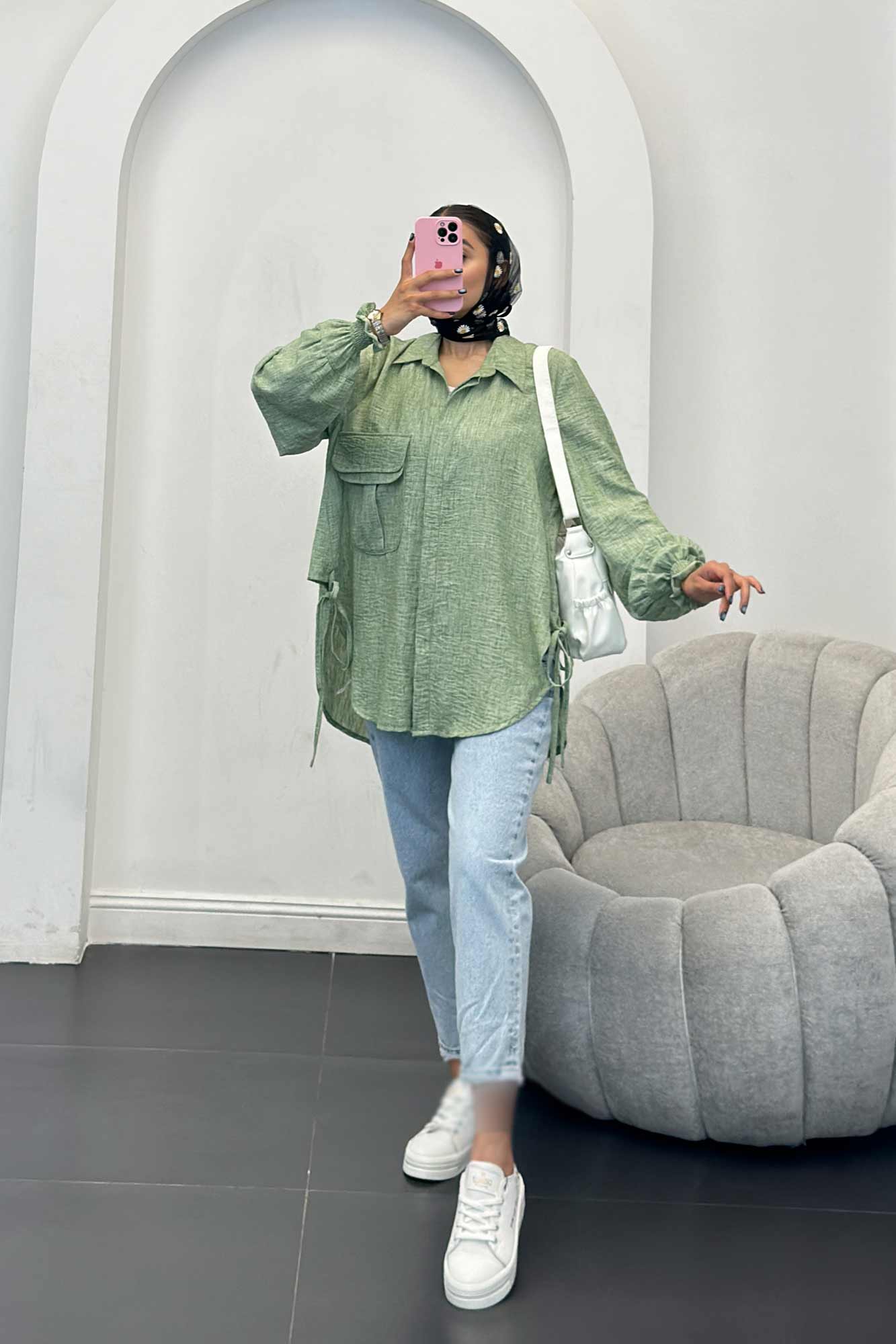 مانتو آستین شیپوری شانتون برفکی