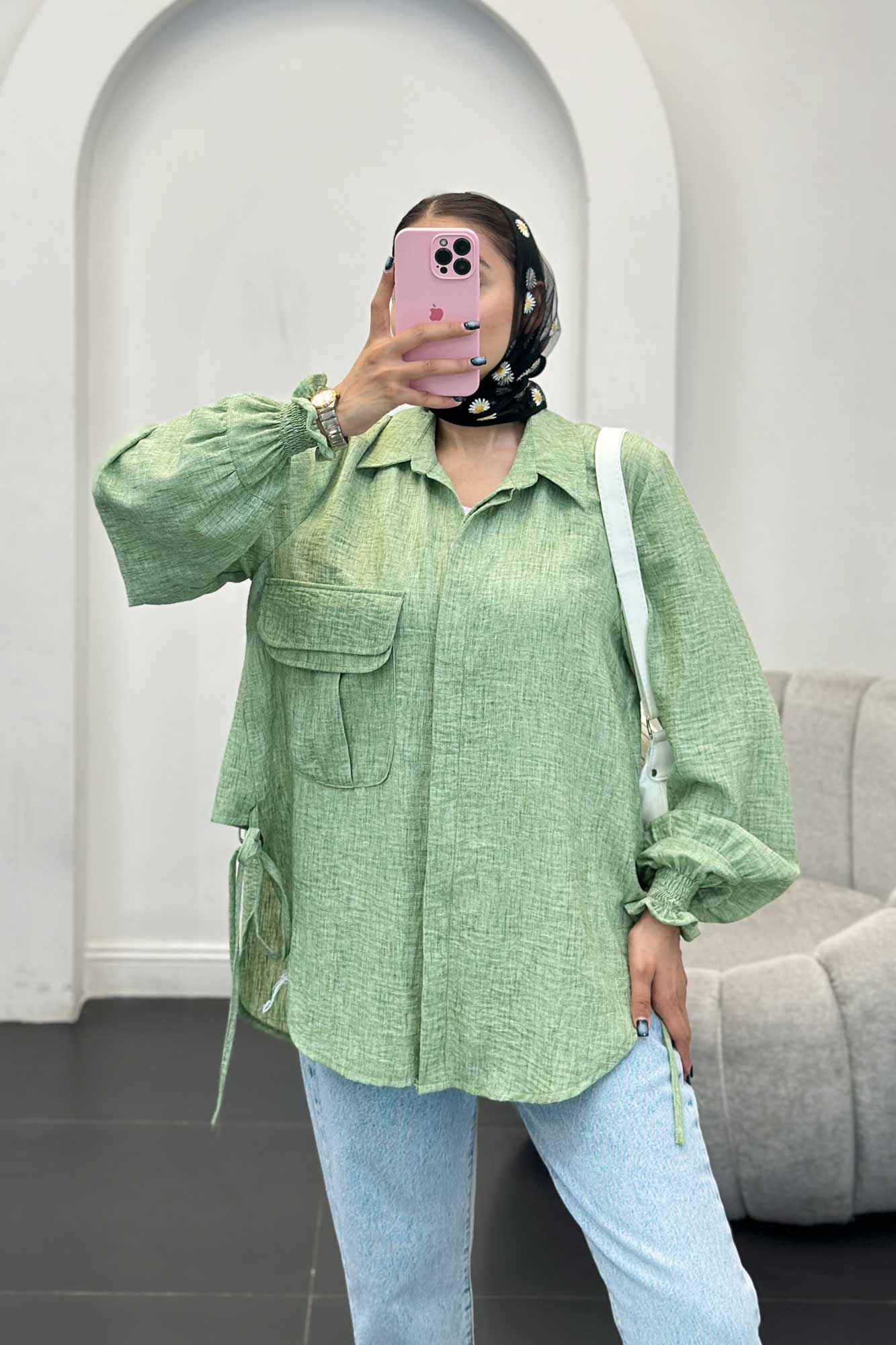 مانتو آستین شیپوری شانتون برفکی