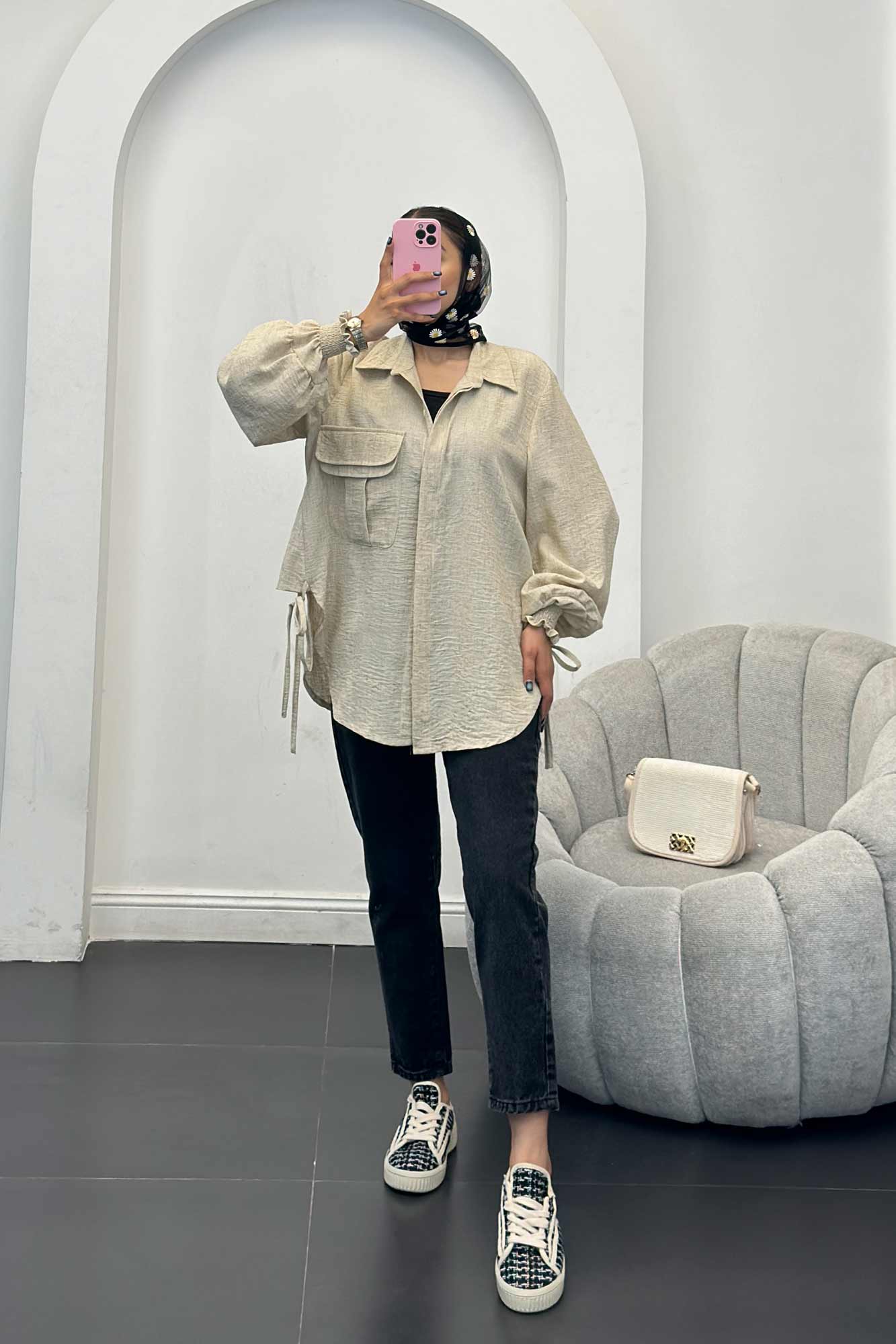 مانتو آستین شیپوری شانتون برفکی