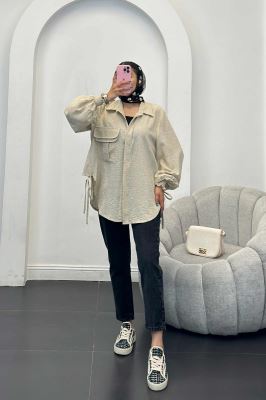 مانتو آستین شیپوری شانتون برفکی